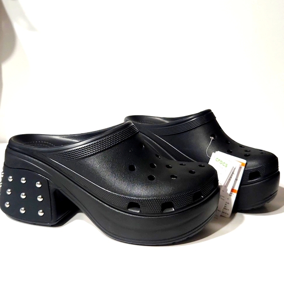 NEW! Crocs Siren Studded Platform Clog Slip-On Black Shoes - Picture 11 of 16
